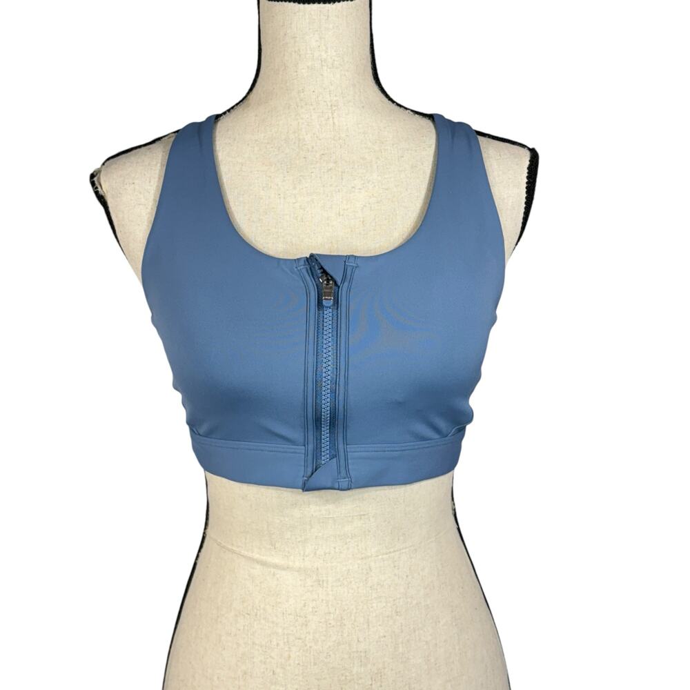 Athleta Ultimate Zip Front Small Sports Bra A-C Cup Medium-Impact Wicking Padded
